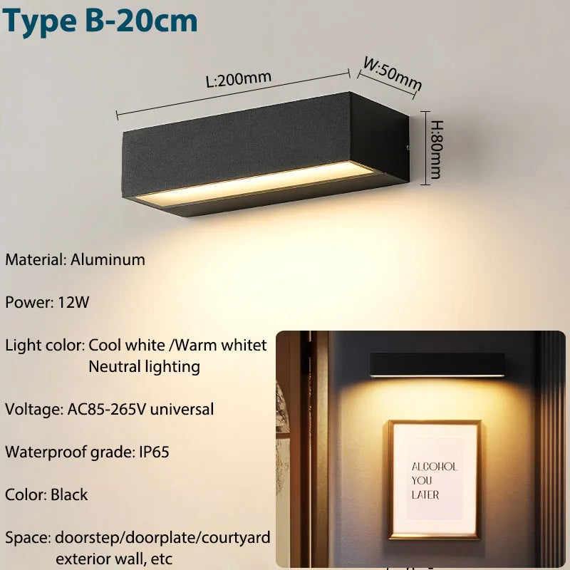 Modern Outdoor LED Wall Sconce for Hotels, Gardens & Homes