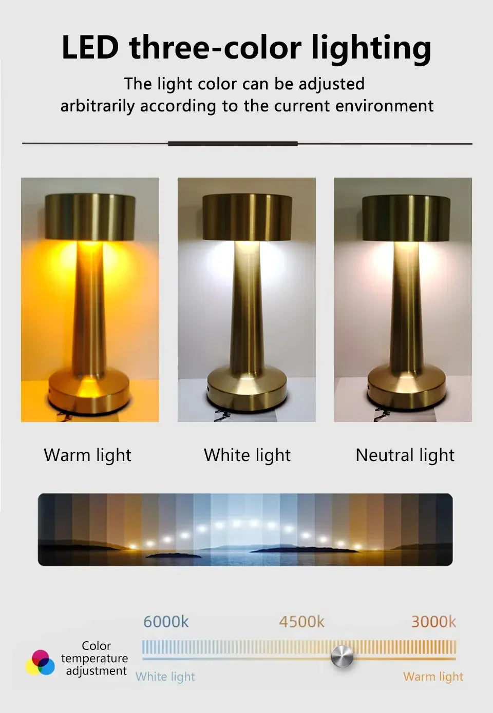 Rechargeable Table Lamp with Touch Dimming for Restaurants & Bars