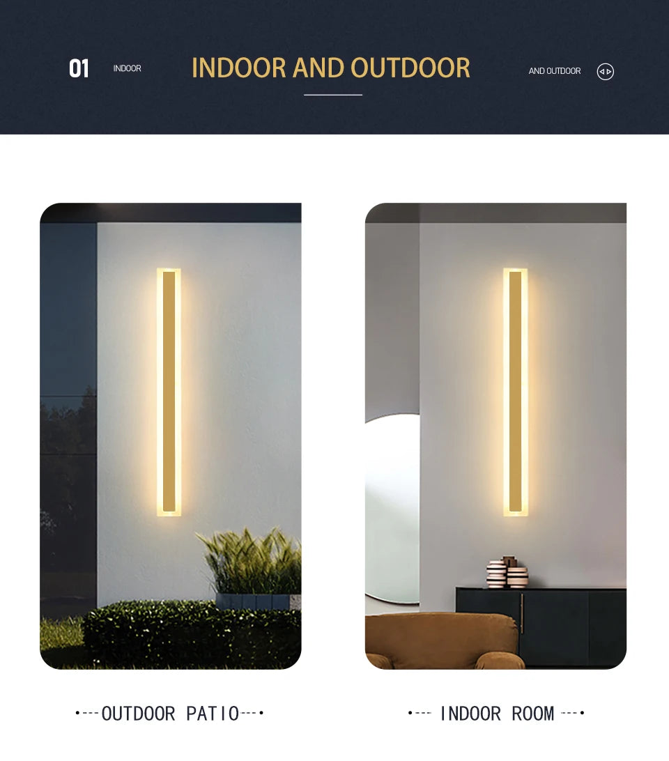 Architectural Long LED Wall Light for Restaurants, Hotels & Gastro Terraces