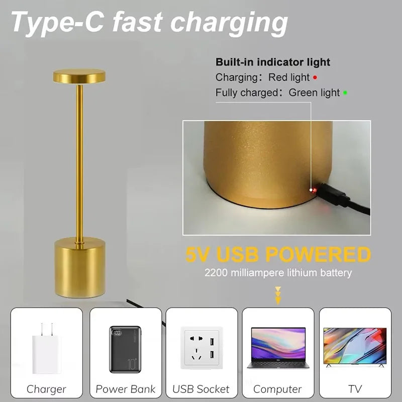 Rechargeable Outdoor Table Lamp for Restaurants, Bars & Hotels