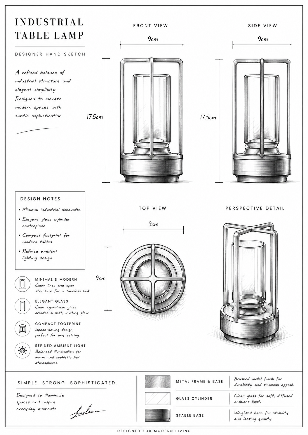Rechargeable Industrial Table Lamp for Restaurants, Bars & Hotels